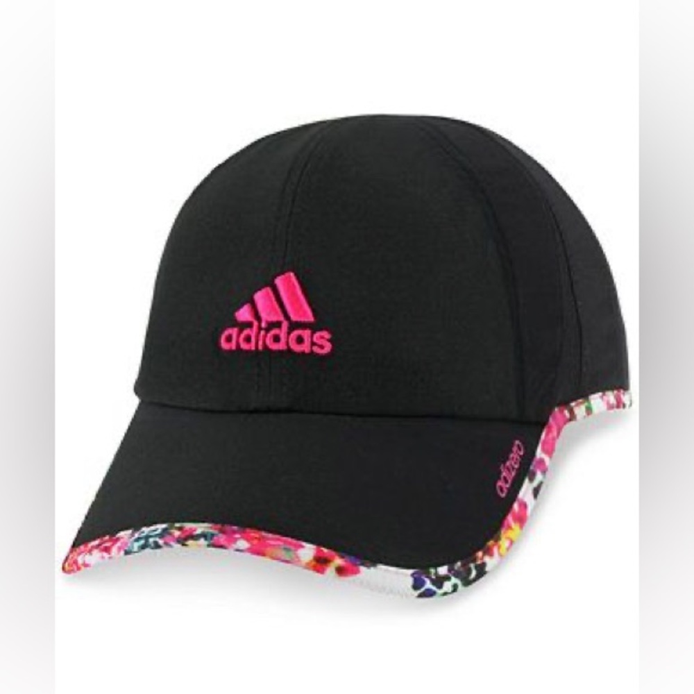 adidas Black Cap with Hot Pink Logo and Floral Brim Velcro women’s